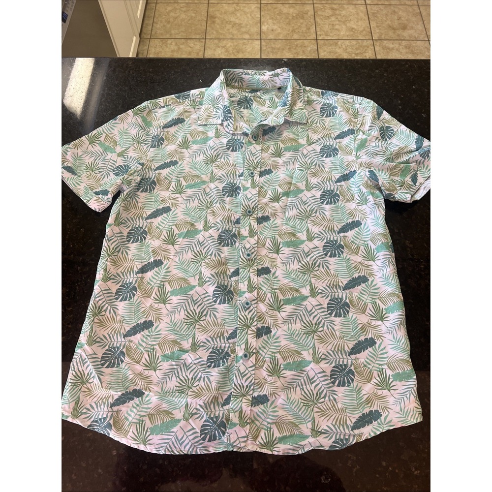 Marti Kat Men's Hawaiian Shirt Sz L Floral Beach Summer‎ Cool Leaves Lightweight